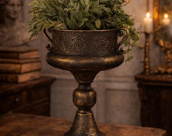 Bronze Pedestal Urn Vase | Classical European Vessel | Archival House Object