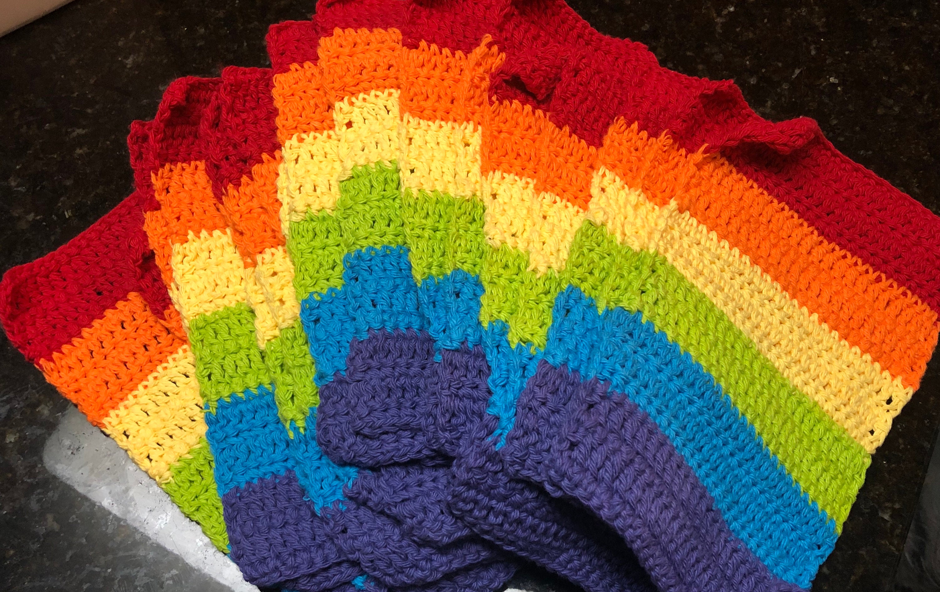 Rainbow Dish Towels Etsy