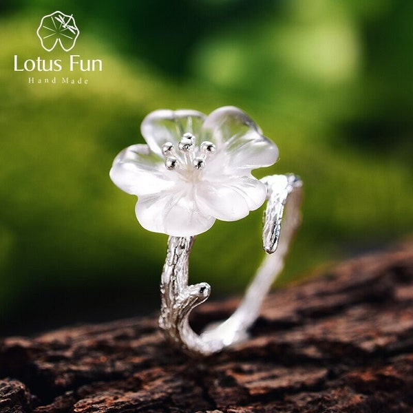 Lotus Fun Ring in the rain Japanese ring open ring women Real 925 Sterling silver