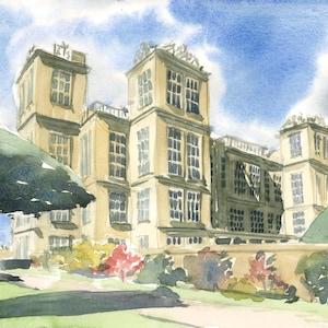 Hardwick Hall Derbyshire original watercolour painting