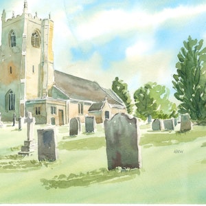 Original Watercolour Landscape Painting (Church)
