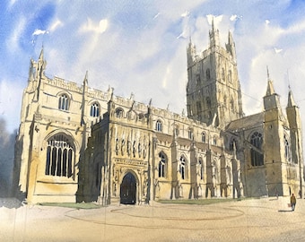 Gloucester Cathedral Original Watercolour Painting