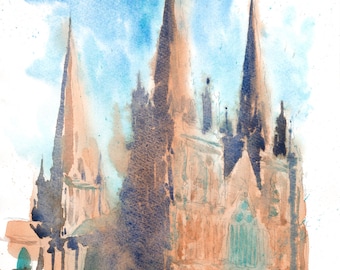 Original Watercolour Painting of Lichfield Cathedral (Four Studies, No. 1)
