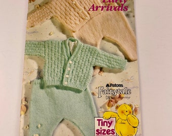 Preemie Baby knitting pattern booklet, Early Arrivals, Patons tiny sizes baby knit patterns for premature infants