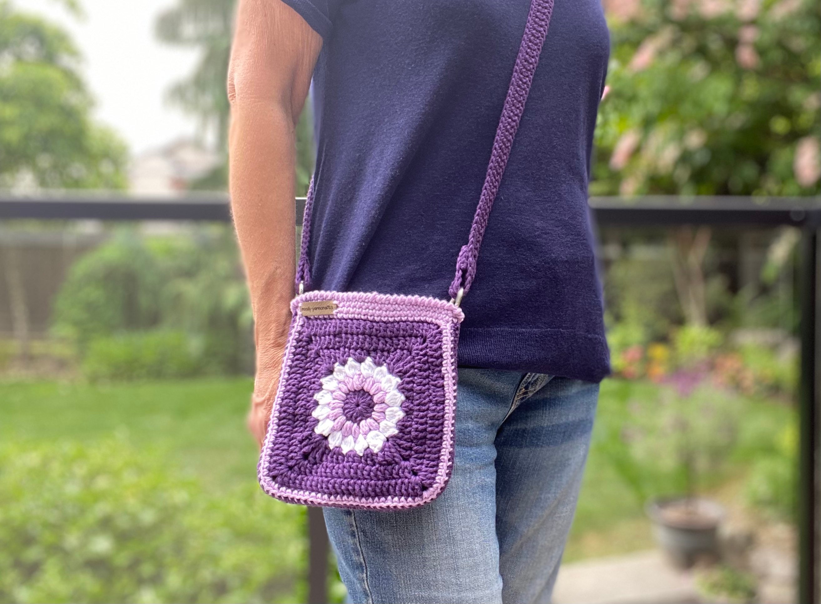 Cute Pink&Yellow&White(Square) Crochet Small Handbag Crossbody Purse C –  Feltify