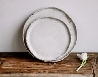 Ceramic tableware set PUR, 2 parts, large and small plate, Scandinavian style, free choice of colour