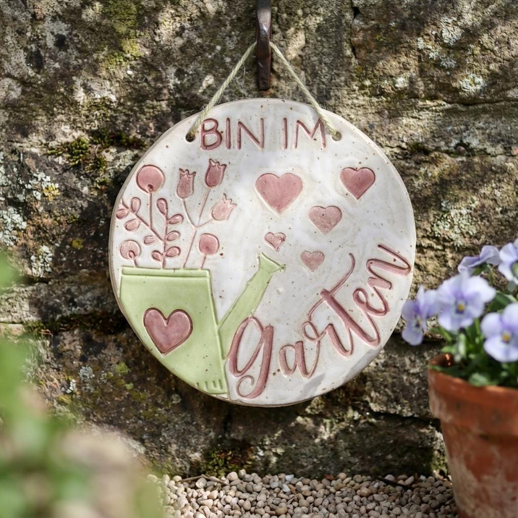 Hand-thrown ceramic garden signs, Favorite spot, Happiness grows here,…
