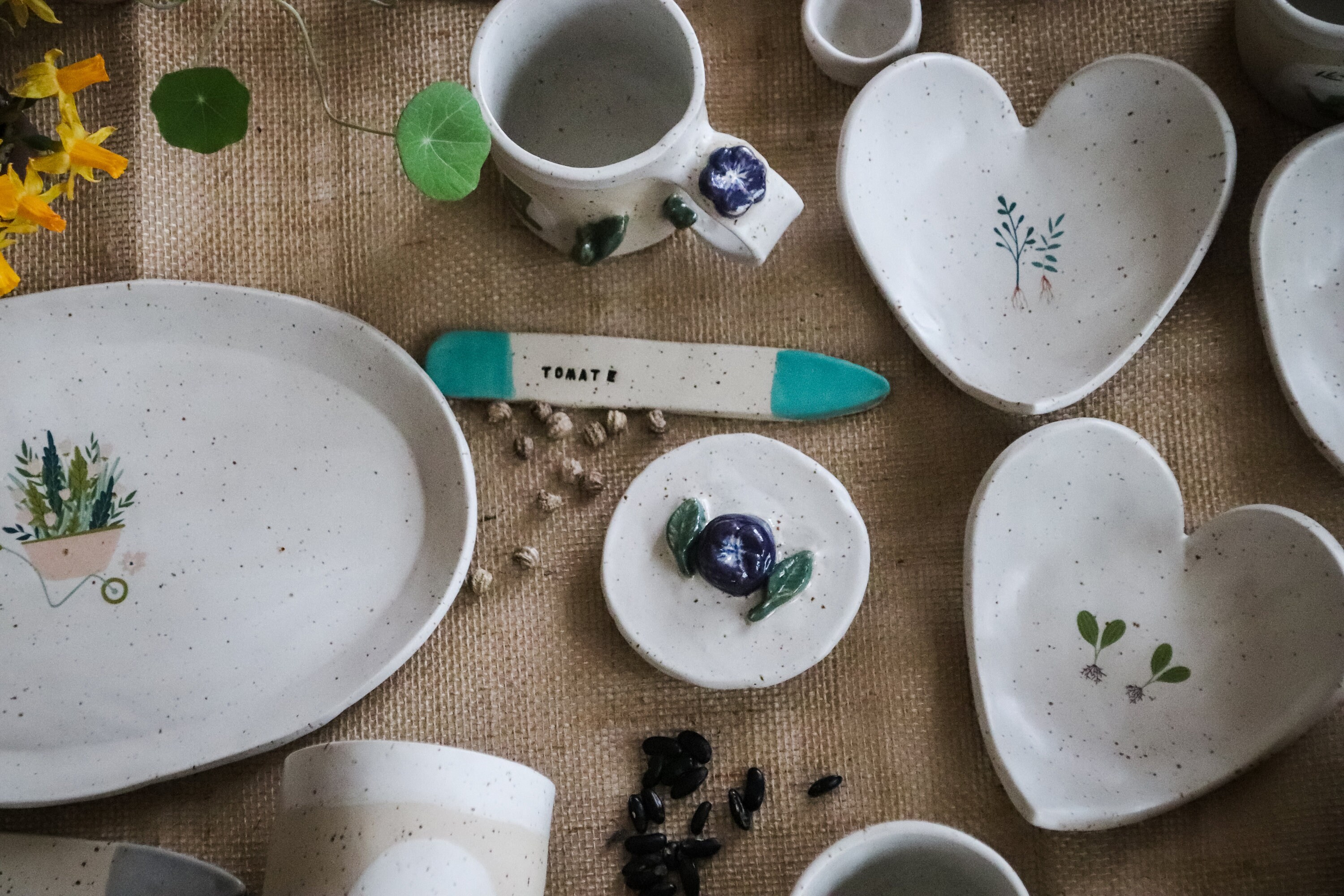 Bouchon Végétal Bouchon de Betterave Robuste en Grès Céramique Pot à La Main, Add-On Jardinier