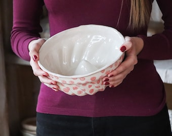 Poêle Bundt, plat de cuisson en céramique, PINK DOTS