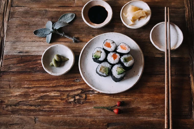 Ceramic plate small 7 cm, Min bowls, sushi plates, jewelry bowl, spice bowl, wasabi ginger plate, ring plate, samples image 6