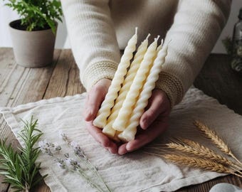 Twisted beeswax candles, elegant spiral candles, SPRING PROMISE