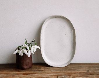 Stoneware serving dish PUR, 16.5 cm x 11.5 cm, hand-made ceramic