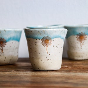 Dandelion, espresso cup, set of 4, ceramic mug, 100ml, coffee lover, mocha cup