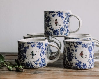 Mug Floral Letters, F to L, LIMITED EDITION