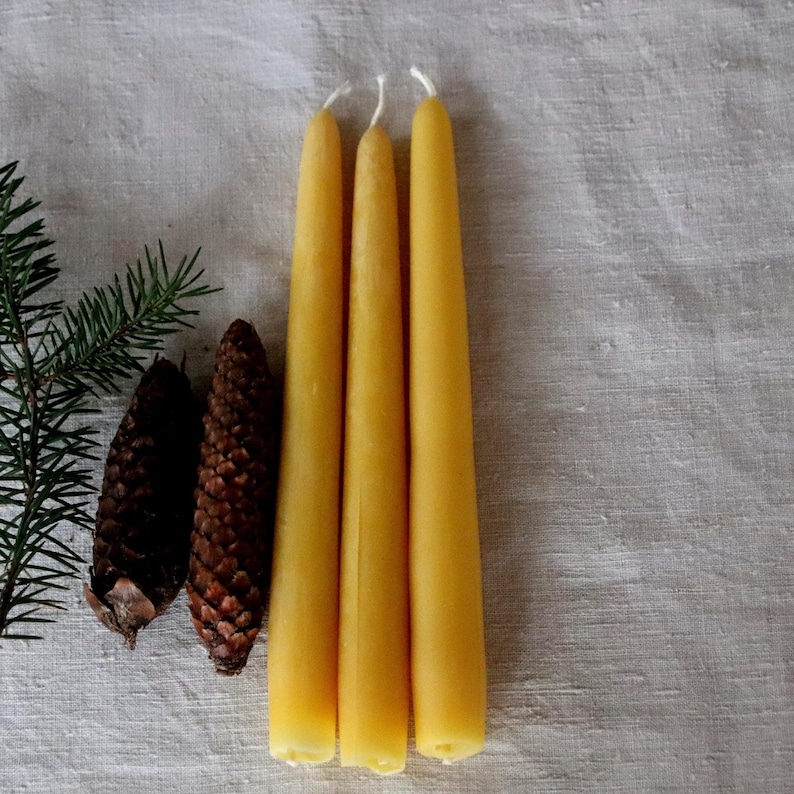 Beeswax candle large, from our family beekeeping, 22 cm long, 70 g heavy image 2