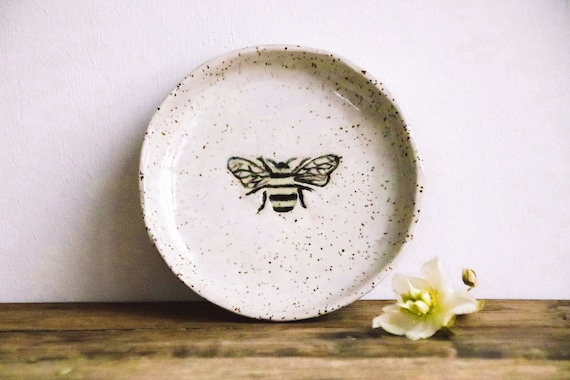 Keramikschälchen BEE, 16cm x 2cm, aus Steinzeug handgetöpfert