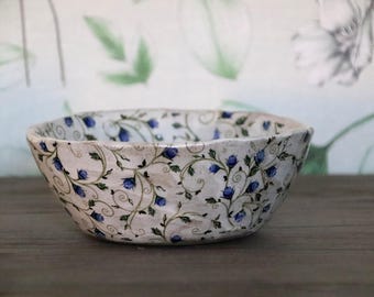 FLOWER bowl, dinnerware, hand-made stoneware ceramic in vintage / shabby style, for side dishes, salad, dessert or decoration