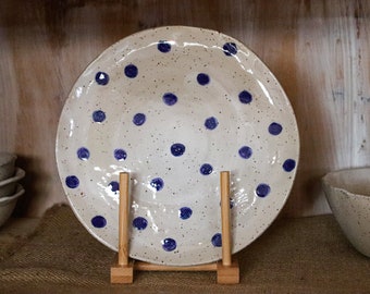 Plate POLKA DOTS, flat, stoneware ceramic, handmade, dinner plate, breakfast plate, serving plate, fruit plate, saucer, dinner plate