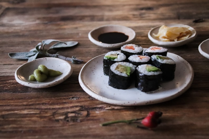 Ceramic plate small 7 cm, Min bowls, sushi plates, jewelry bowl, spice bowl, wasabi ginger plate, ring plate, samples image 7