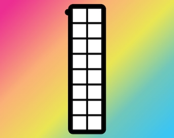 May include: Black and white illustration of a tall, rectangular building with 12 windows.