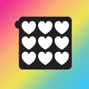9 Pan Hearts Makeup Swatch Stencil Sticker