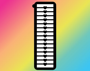 16 Pan Rectangles & Hearts Makeup Swatch Stencil