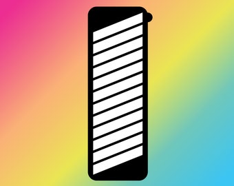 May include: Black and white striped phone case with a black border.