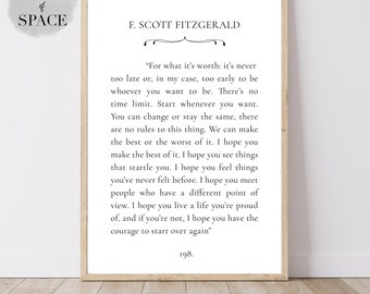 F Scott Fitzgerald Quote, Great Gatsby Inspired, Love Quote, Bedroom Decor, Wall Art, A5, A4, A3, A2