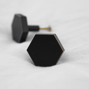 Drawer Knob, Cabinet Knob, Black and Gold, Hexagon Furniture Drawer Handles, Cabinet Handles, Wall Hooks, Upcycle Accessory, Cost Hook image 3