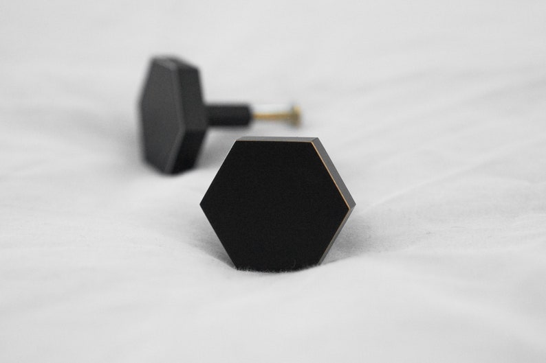 Drawer Knob, Cabinet Knob, Black and Gold, Hexagon Furniture Drawer Handles, Cabinet Handles, Wall Hooks, Upcycle Accessory, Cost Hook image 3