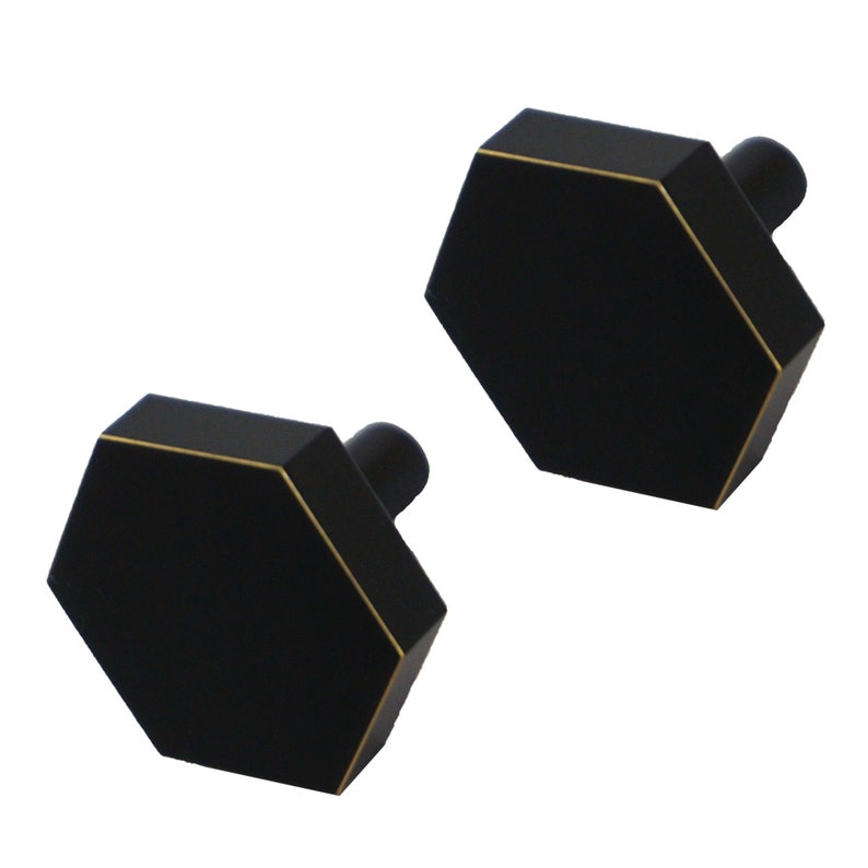 Drawer Knob, Cabinet Knob, Black and Gold, Hexagon Furniture Drawer Handles, Cabinet Handles, Wall Hooks, Upcycle Accessory, Cost Hook image 5
