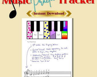 PIANO Lesson Practice Log MUSIC Assignment Printable Piano HABIT Tracker Instant Digital Download