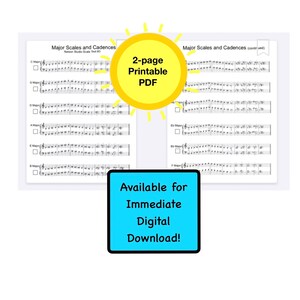 Major Scales With Fingerings Beginning Piano Digital Download Easy ...