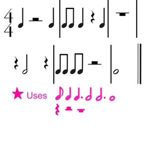 Ritme-flashkaarten om te klappen en te oefenen voor beginnende muzikanten Flashcard digitale downloadset D