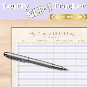 Yearly GLP-1 Injection Tracker - Weekly Weight Loss Log, Instant Printable PDF Download