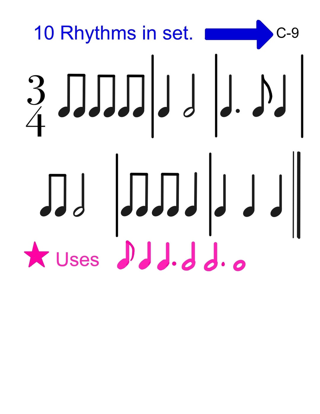 Rhythm Flashcards to Clap Music Rhythm Practice Beginner Flashcard