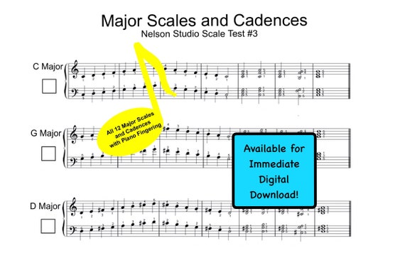 Major Scales With Fingerings Beginning Piano PDF Digital - Etsy