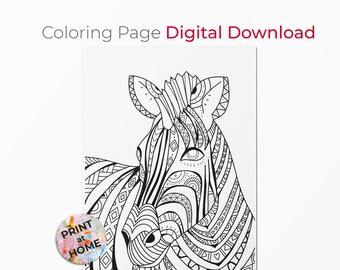 Zebra Adult Coloring | Etsy
