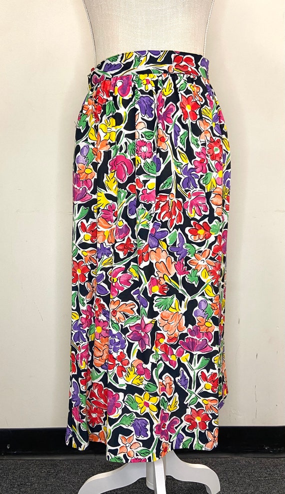 Vintage Danielle B. 80s Floral Skirt -- Long Black