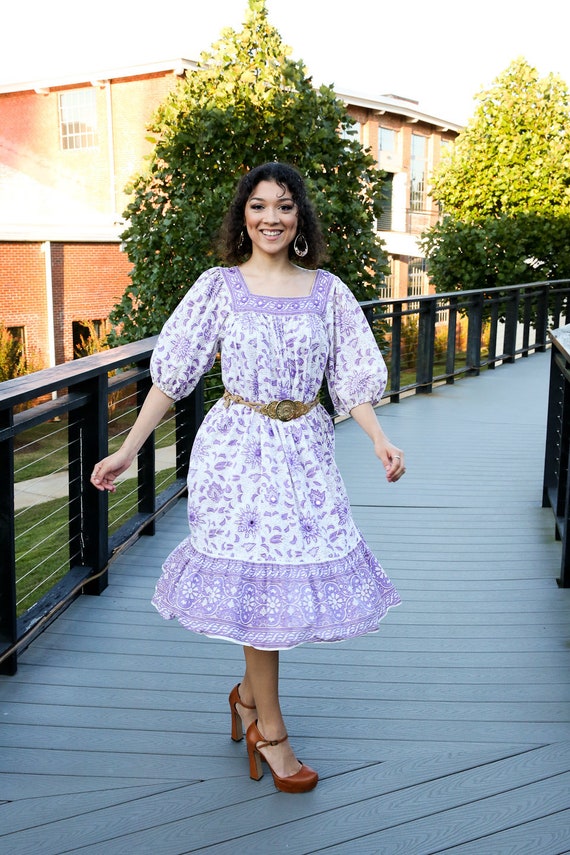 Vintage 70's Ramona Rull Boho Mirrored Caftan Maxi