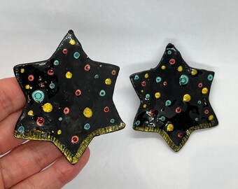 AROS ESTRELLA NEGROS Livianos Originales Piezas Únicas Asimétricos Hecho a mano Pieza de Arte Exclusivos Pendientes Regalo mujer único.