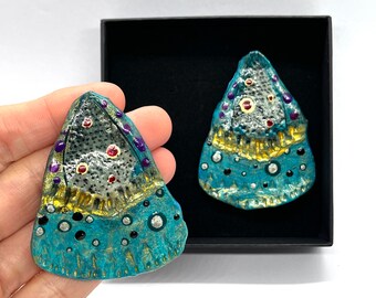 Pendientes Unicos Livianos Chic Puntos Originales Piezas Unicas Asimétricas Hecha a mano Pieza de Arte Exclusivos.