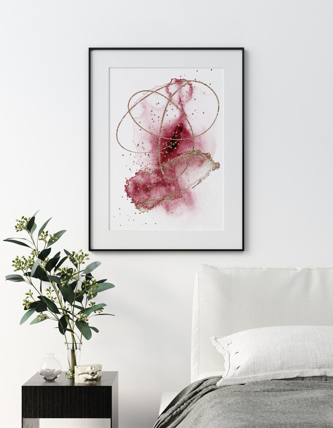 Pink & Gold Abstract Art Print Digital Wall Art Print Etsy