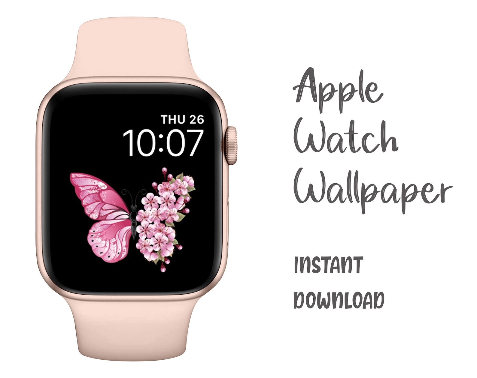 Apple Watch Wallpaper Pink Floral Butterfly Apple Watch - Etsy