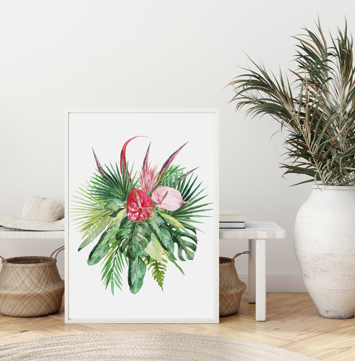 Tropical Flower Bouquet Digital Wall Art Print INSTANT Etsy