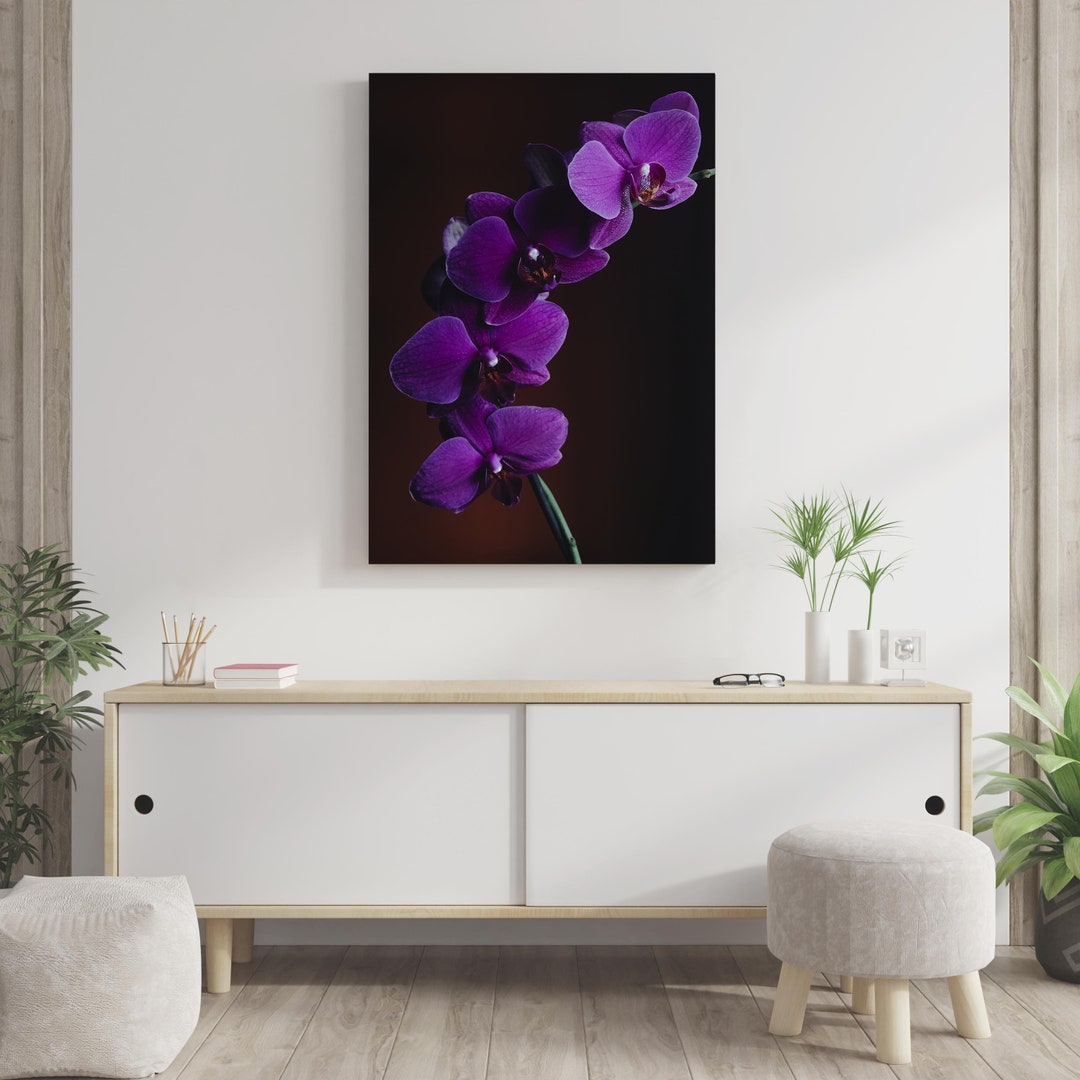 Purple Orchid Wall Art Nature Inspired Glass Bedroom Decor Etsy