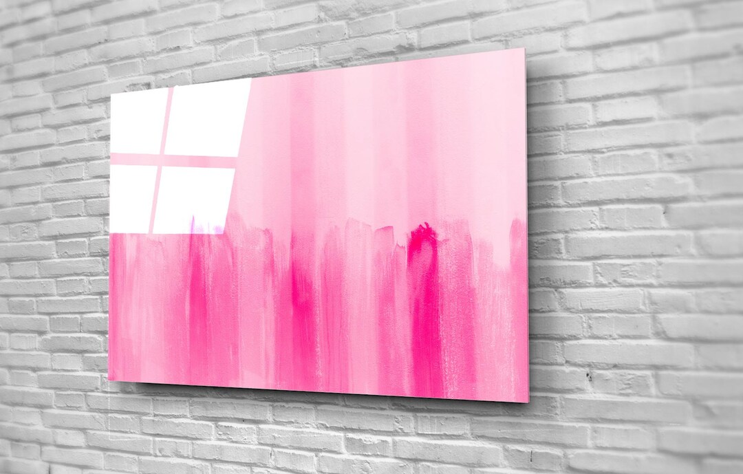 Watercolor Pink Wall Art Hot Pink Bedroom Decor Glass Girls Etsy