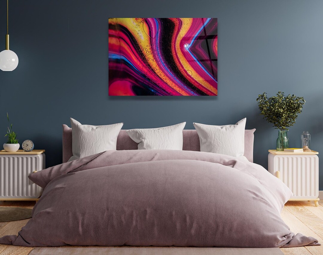 Hot Pink Wall Decor Poured Painting Abstract Pour Art Print Etsy