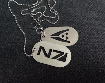 Alliance N7 Mass Effect Stainless Steel Tags (dogtag) no Personalization