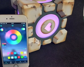 Weighted Companion Cube from Portal (LED light controlled via Bluetooth)